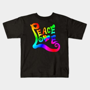 Peace Love Rainbow Quote Kids T-Shirt